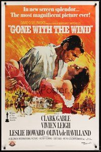 6h204 GONE WITH THE WIND 1sh R89 Clark Gable, Vivien Leigh, Terpning art, all-time classic!