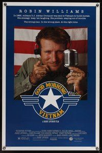 6h205 GOOD MORNING VIETNAM 1sh '87 Vietnam War radio DJ Robin Williams, Barry Levinson directed!