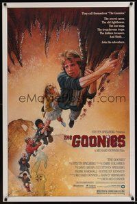 6h207 GOONIES 1sh '85 Josh Brolin, teen adventure classic, Drew Struzan art!