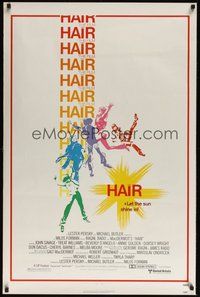 6h215 HAIR 1sh '79 Milos Forman, Treat Williams, musical, let the sun shine in!
