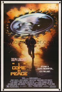 6h242 I COME IN PEACE 1sh '90 Dolph Lundgren action, it's not a close encounter...it's the last!