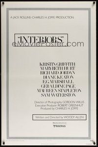 6h255 INTERIORS style A 1sh '78 Woody Allen directed!