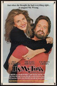 6h265 IT'S MY TURN style B 1sh '80 Jill Clayburgh embraces Mr. Wrong Michael Douglas!