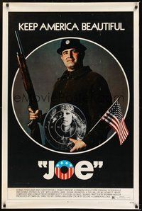 6h268 JOE 1sh '70 Peter Boyle w/shotgun, American flag, and hippie target, drugs!