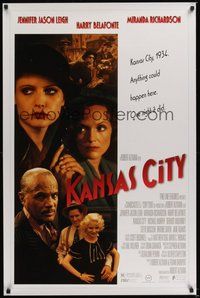 6h272 KANSAS CITY 1sh '96 Altman, cool images of sexy Jennifer Jason Leigh, Harry Belafonte!