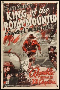 6h279 KING OF THE ROYAL MOUNTED Chap1 1sh '40 Canadian Mountie serial, Man Hunt!