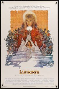 6h283 LABYRINTH 1sh '86 Jim Henson, art of David Bowie & Jennifer Connelly by Ted CoConis!