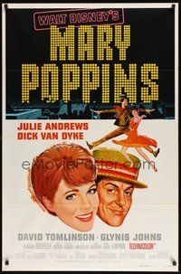 6h324 MARY POPPINS style A 1sh R80 Julie Andrews & Dick Van Dyke in Walt Disney's musical classic!