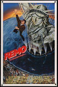 6h420 REMO WILLIAMS THE ADVENTURE BEGINS 1sh '85 Fred Ward clings to the Statue of Liberty!