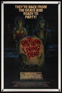 6h427 RETURN OF THE LIVING DEAD 1sh '85 art of punk rock zombies by tombstone ready to party!