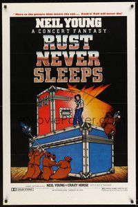 6h443 RUST NEVER SLEEPS 1sh '79 Neil Young, rock and roll art by David Weisman & Jim Evans!