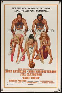 6h452 SEMI-TOUGH 1sh '77 Burt Reynolds, Kris Kristofferson, sexy girls & football art by McGinnis!