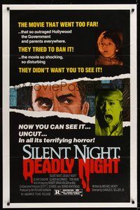 6h461 SILENT NIGHT, DEADLY NIGHT 1sh '84 the movie that went too far, now you can see it uncut!