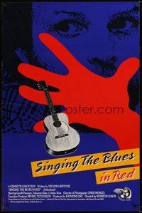 6h464 SINGING THE BLUES IN RED 1sh '88 Ken Loach, great art of hand silhouette & guitar!