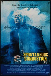 6h470 SPONTANEOUS COMBUSTION int'l 1sh '90 directed by Tobe Hooper, wild image of smoking man!