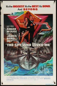 6h473 SPY WHO LOVED ME 1sh '77 great art of Roger Moore as James Bond 007 by Bob Peak!