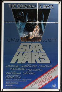 6h474 STAR WARS 1sh R82 George Lucas classic sci-fi epic, great art by Tom Jung!