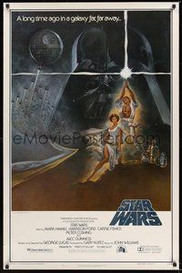 6h475 STAR WARS first printing style A 1sh '77 George Lucas classic sci-fi epic, art by Tom Jung!