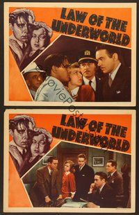 6j925 LAW OF THE UNDERWORLD 2 LCs '38 Chester Morris and Anne Shirley, film noir!