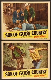 6j970 SON OF GOD'S COUNTRY 2 LCs '48 cool image of Monte Hale in fistfight!