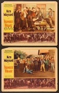 6j975 SUNSET TRAIL 2 LCs '32 Ken Maynard, bad guys hold town hostage!