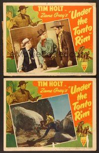 6j988 UNDER THE TONTO RIM 2 LCs '47 cowboy Tim Holt, from Zane Grey's story!