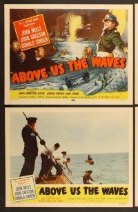 6j028 ABOVE US THE WAVES 8 style A LCs '56 John Mills & English WWII sailors in ship sunk by sub!