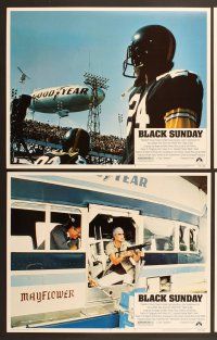 6j064 BLACK SUNDAY 8 LCs '77 Frankenheimer, Goodyear Blimp zeppelin disaster at the Super Bowl!
