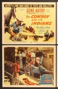 6j124 COWBOY & THE INDIANS 8 LCs '49 Gene Autry riding Champion & playing guitar, Sheila Ryan!