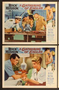 6j194 GATHERING OF EAGLES 8 LCs '63 romantic close-up of Rock Hudson & sexy Mary Peach!