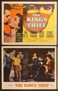 6j274 KING'S THIEF 8 LCs '55 Ann Blyth romancing Edmund Purdom, David Niven!