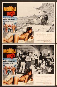 6j314 MALIBU HIGH 8 LCs '79 nobody dared flunk sexy half-clad beach girl Jill Lansing!