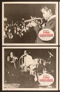 6j315 MAN CALLED ADAM 8 LCs '66 great images of Sammy Davis Jr. + Louis Armstrong playing trumpet!