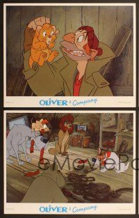 6j762 OLIVER & COMPANY 4 LCs '88 great art of Walt Disney cats & dogs in New York City!