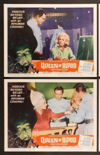 6j388 QUEEN OF BLOOD 8 LCs '66 AIP, Basil Rathbone, Dennis Hopper, alien queen Florence Marly!