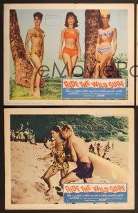 6j844 RIDE THE WILD SURF 3 LCs '64 Fabian, Barbara Eden, sexy girls in bikinis, surfing!