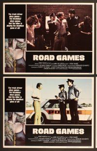 6j406 ROAD GAMES 8 LCs '81 Stacy Keach, Jamie Lee Curtis, sexy border art!