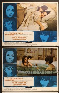 6j694 SECRET CEREMONY 5 blue LCs '68 Elizabeth Taylor, Mia Farrow, Robert Mitchum!