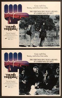6j486 THUMB TRIPPING 8 LCs '72 hitchhikers who are young and in love, Michael Burns, Meg Foster!