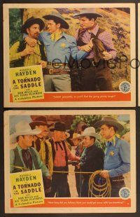 6j860 TORNADO IN THE SADDLE 3 LCs '42 Russell Hayden, Dub Taylor, fistfight over gambling table!
