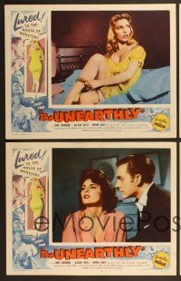 6j788 UNEARTHLY 4 LCs '57 John Carradine & sexy Allison Hayes lured to the house of monsters!