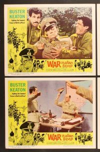 6j521 WAR ITALIAN STYLE 8 LCs '66 Due Marines e un Generale, Buster Keaton as Nazi, Martha Hyer!