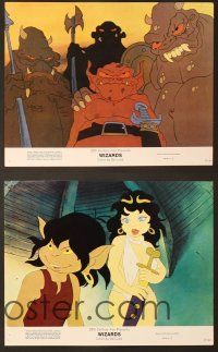 6j586 WIZARDS 7 11x14 stills '77 Ralph Bakshi directed animation, cool fantasy cartoon artwork!