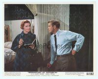6k059 BREAKFAST AT TIFFANY'S color 8x10 still '61 cougar Patricia Neal smiles at George Peppard!