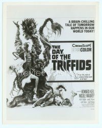 6k247 DAY OF THE TRIFFIDS 8x10 still '62 classic sci-fi, cool 6sheet art of monster with girl!