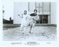 6k321 GRADUATE 8x10 still '67 classic image of Dustin Hoffman & Katharine Ross fleeing wedding!
