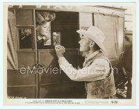 6k418 LAWLESS STREET 8x10.5 still '55 c/u of Randolph Scott with Angela Lansbury in stagecoach!