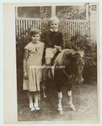 6k459 MARLON BRANDO 8x10 still '50s ten years old sitting on a pony by his sister Jocelyn!