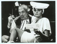 6k483 MYRA BRECKINRIDGE 7.25x9.5 still '70 wacky c/u of John Huston with Raquel Welch in his lap!