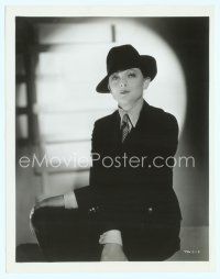 6k615 THIN MAN 8x10 still '34 great close up of made up Myrna Loy wearing men's clothes & hat!